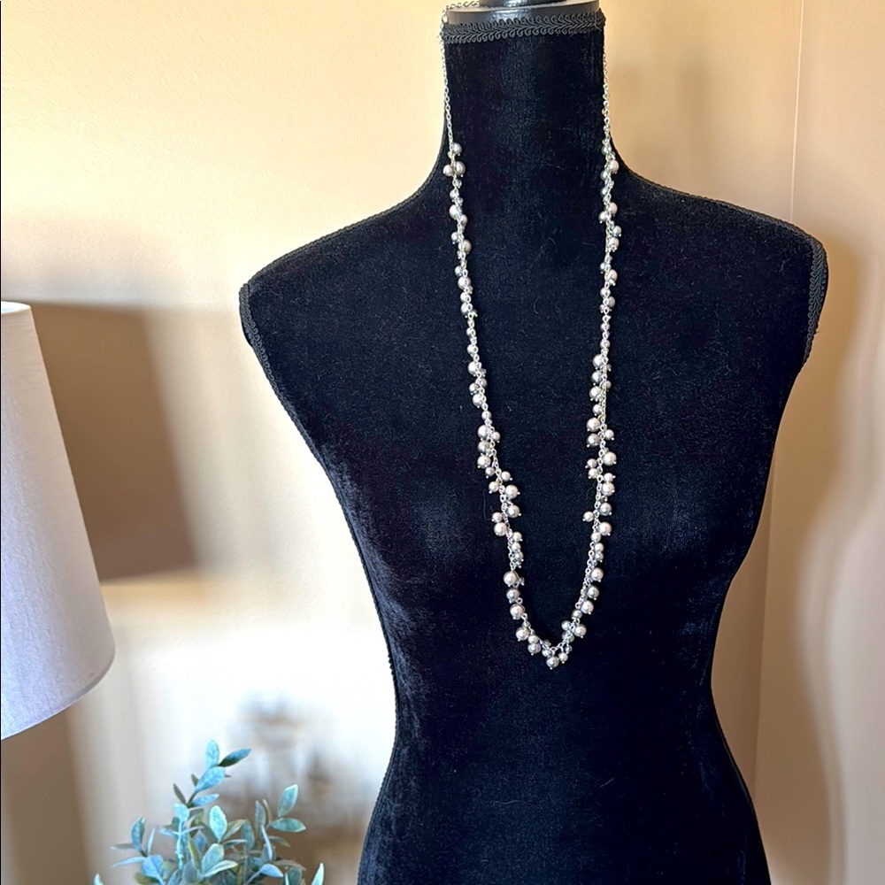Banana Republic Long adjustable Elegant Silver Beaded Necklace